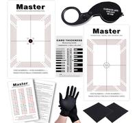 Wanwanzi Kit d'outils de centrage de cartes de sport et TCG - Outil de centrage de carte pour soumissions PSA/BGS - Cartes de classement de précision, jauge d'épaisseur, loupe 40x avec LED, gants, 2