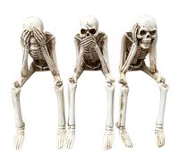 Wanwanzi Lot de 3 squelettes « See Speak Hear No Evil » - Statues d'Halloween - Figurines de squelette de collection - Décorations réalistes pour la maison hantée pour fête d'Halloween