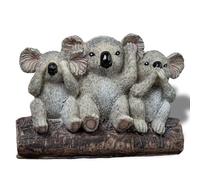 Wanwanzi Lot de 3 statues de koalas de la sagesse - Koalas en résine 3 en 1 - Écoutez sans mal, ne voyez pas le mal - Figurine réaliste en résine pour décoration d'intérieur, bureau et étagère