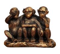 Wanwanzi Lot de 3 statues de singes de la sagesse - Singe 3 en 1 en résine avec revêtement en bronze - N'entendez pas le mal, ne voyez pas le mal - Figurines de singe pour bureau et décoration