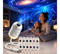 WANWEN 2-in-1 Galaxy Projector Night Light, Multifunctional Portable Starry Sky Night Light Projector with HD Films,360° Rotating USB Powered LED for Car and Bedroom Decoration (Con 12 Pellicole)