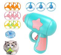 WANWEN 2026 New Cat Toy Disc Launcher, Fetch Toy Cat, Interactive Cat Fetch Toy Launcher, Colorful Propellers for Cats and Small Dogs, Indoor & Outdoor Chasing Play (Blue)