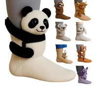 WANWEN 3D Knit Animal Socks, Cute Plush Funny Animal Hug Socks, Hand Crocheted Soft Warm Comfortable Breathable Long Stockings, Novelty Christmas Gifts, Antislip (H)