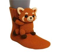 WANWEN 3D Knit Animal Socks, Cute Plush Funny Animal Hug Socks, Hand Crocheted Soft Warm Comfortable Breathable Long Stockings, Novelty Christmas Gifts, Antislip (J)