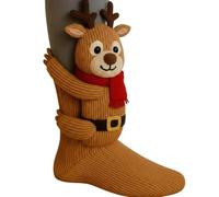 WANWEN 3D Knit Animal Socks, Cute Plush Funny Animal Hug Socks, Hand Crocheted Soft Warm Comfortable Breathable Long Stockings, Novelty Christmas Gifts, Antislip (L)