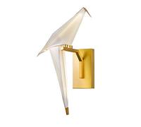 WANWEN Applique Murale Origami Moderne LED 8W Petit Oiseau Appliques Murales d'Intérieur Acrylique Blanc et Lampe de Chevet en Métal Doré pour Chambre Salon Chambre d'enfant Bar Éclairage Mural
