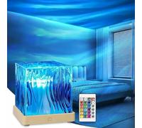 WANWEN Aurora Borealis Night Light Projector with Remote, Northern Dreamscape Projector, 16 Colors Rechargeable Mood Lighting, Rotating Water Ripple Night Light for Bedroom, Living Room
