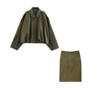 WANWEN Blouson Suède Femme, Veste Suède Femme, Blouson Aviateur Hiver, Peut être Porté avec une Jupe et un Short Assortis, Tailles S à L (A+C)