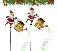 WANWEN Christmas Santa Solar Kettle Lights, Garden Lawn Decorative Lights, Garden Solar Watering Can with Cascading Lamp, for Holiday Yard Decor Lawn Patio Outdoor Decor (Colors)