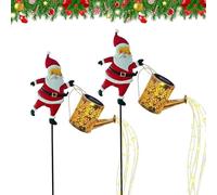 WANWEN Christmas Santa Solar Kettle Lights, Garden Lawn Decorative Lights, Garden Solar Watering Can with Cascading Lamp, for Holiday Yard Decor Lawn Patio Outdoor Decor (Warm White)