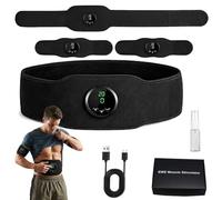 WANWEN Next Gen EMS Muscle Stimulator and Muscle Fitness AB Belt, Rechargeable Adjustable EMS Muscle Toner Abs with 12 Modes & 19 Intensity, for Home Office Gym Workout