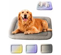 WANWEN Pet Cooling Pad Mat for Dogs and Cats, Ice Silk Summer Cool Bed Blanket in Gradient Colours, Washable & Non-Slip Breathable Sleeping Pad for Sofa, Floor, Indoor Outdoor Use (Gray,L)