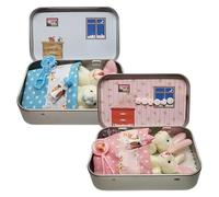 WANWEN Petit Lapin de Poche dans Une Boîte en Métal, Lapins de Pâques Enlacés dans Une Boîte, Little Pocket Bunny, Mini Lapin Mignon en Peluche pour Cadeaux de Pâques pour Enfants (2Pcs)