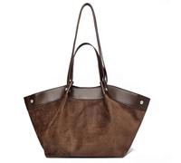 WANWEN Sac Fourre-Tout en Daim, Sac Fourre-Tout Vintage Y2K, Grande Capacité, Rétro et Tendance - Parfait pour le Travail, les Loisirs et le Shopping (Café)