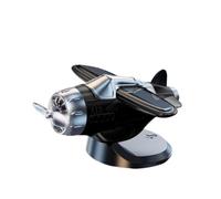 WANWEN Solar Powered Airplane Shaped Car Ornaments, Dashboard Ornament, Car Dashboard Drifting Rotating Airplane, Solar Powered Rotating Aircraft Model Interior Decor (Black)