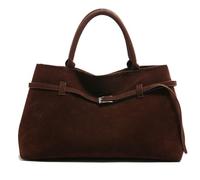 WANWEN Women's Suede Tote Shoulder Bag, Fall Trendy Retro Handbag, Faux Suede Bag Shoulder Hobo Bag Tote Purse, Large Capacity Top Handle (Coffee)