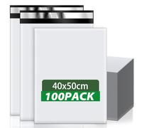 Wanxida 100 Pcs Blanc Pochette Envoie Colis Vinted, Emballage Colis Vinted Avec Ruban Auto-scellant, Enveloppe Plastique Expedition pour Les Petites Entreprises et les Magasins de Détail (40x50cm)