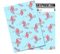 Wanxida Lot de 100 pièces Sacs d'expédition plastique Enveloppes postales Couleur, 25cm x 35cm (Blue Flamingo)