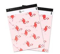 Wanxida Lot de 100 pièces Sacs d'expédition plastique Enveloppes postales Couleur, 25cm x 35cm (Pink Flamingo)