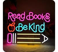 Wanxing Books are My Happy Place néon,USB Alimentée par Enseignes Lumineuses,LED Enseignes,Convient Pour la Chambre à Coucher,Salle DeClasse, Librairie,Bibliothèque Neon Mural