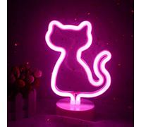 Wanxing Led Cat Enseignes Au Néon Avec Base Lampe Rose Lumière USB/Batterie Mignon Signe De Nuit pour Chambre D'enfant Filles Chambre Anniversaire Cadeau De Noël Fourniture De Fête