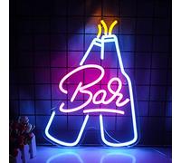 Wanxing Panneau néon « bar », lumineux LED, multicolore, avec alimentation USB, pour décoration murale, bar, club, bistro, fête