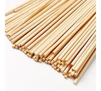 WANYI 100 Pièces Batonnet en Bois, Baguette Bois, 4mm x 300mm Baton Barbe a Papa Rond en Bois Tige Bois pour Maquette DIY Projets Artisanat et Décoration