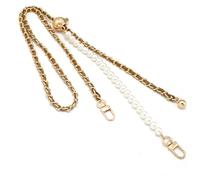 WANYI 120cm Chaine Sac a Main, Métal Réglable Anse de Sac Chaine Sac avec Boucles Chaine sac a Main de Perles Chaîne de Rechange Sangle pour Femmes Sac à Main Bandoulière(Curry)