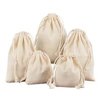 WANYI 5 Pièces Pochon Tissu 10x12cm Sac en Tissu avec Cordon de Serrage Sac Tissus en Coton Sacs Cadeaux pour Anniversaire Mariage Bijoux Cadeau