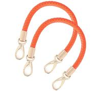 WANYI Anse pour Sac à Main 2 Pièces 40CM PU Sangle pour Sac à Main Poignée de Rechange pour Sac PU Cuir Accessoires de Bourse et Sac à Main avec 2 Crochets à Mousqueton (Orange)