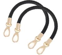 WANYI Anse pour Sac à Main 2 Pièces 40CM PU Sangle pour Sac à Main Poignée de Rechange pour Sac PU Cuir Accessoires de Bourse et Sac à Main avec 2 Crochets à Mousqueton (Noir)