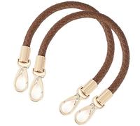 WANYI Anse pour Sac à Main 2 Pièces 40CM PU Sangle pour Sac à Main Poignée de Rechange pour Sac PU Cuir Accessoires de Bourse et Sac à Main avec 2 Crochets à Mousqueton (Café)