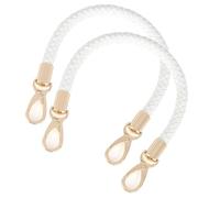 WANYI Anse pour Sac à Main 2 Pièces 40CM PU Sangle pour Sac à Main Poignée de Rechange pour Sac PU Cuir Accessoires de Bourse et Sac à Main avec 2 Crochets à Mousqueton (Blanc)