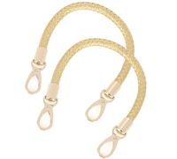 WANYI Anse pour Sac à Main 2 Pièces 40CM PU Sangle pour Sac à Main Poignée de Rechange pour Sac PU Cuir Accessoires de Bourse et Sac à Main avec 2 Crochets à Mousqueton (Or)