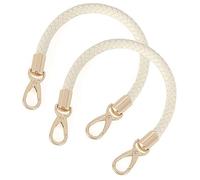WANYI Anse pour Sac à Main 2 Pièces 40CM PU Sangle pour Sac à Main Poignée de Rechange pour Sac PU Cuir Accessoires de Bourse et Sac à Main avec 2 Crochets à Mousqueton (Beige)