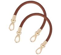 WANYI Anse pour Sac à Main 2 Pièces 40CM PU Sangle pour Sac à Main Poignée de Rechange pour Sac PU Cuir Accessoires de Bourse et Sac à Main avec 2 Crochets à Mousqueton (Marron)