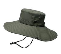 WANYI Chapeau de Soleil à Large Bord Extérieur 12CM Unisex Chapeau de Pêcheur Outdoor Chapeau de Seau/Brousse Boonie Hat Multifonction Respirable 360°Anti UV Chapeau de Randonnée(Armée Verte)