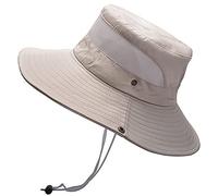 WANYI Chapeau de Soleil à Large Bord Extérieur Chapeau de Brousse Boonie Hat Unisexe Pliable Chapeau de Voyage Safari Seau Pêche Chasse Randonnée Casquette Respirable (921 beige)