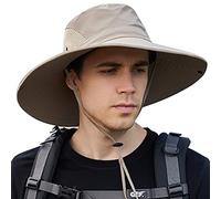 WANYI Chapeau de Soleil à Large Bord Extérieur Chapeau de Brousse Boonie Hat Unisexe Pliable Chapeau de Voyage Safari Seau Pêche Chasse Randonnée Casquette Respirable (927 beige)