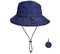 WANYI Hommes Femmes Chapeau Anti UV Ete Randonnée Safari Chapeau de Brousse Aventurier Imperméable à l'eau Peut être plié et Suspendu (Bleu Marine)