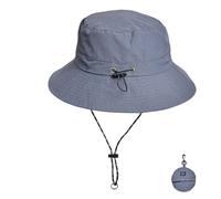 WANYI Hommes Femmes Chapeau Anti UV Ete Randonnée Safari Chapeau de Brousse Aventurier Imperméable à l'eau Peut être plié et Suspendu (Gris foncé)