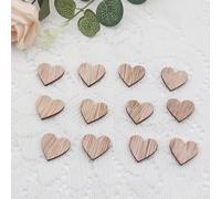 WANYIG 120PCS Decoration Mariage Coeur en Bois Deco Mariage Champetre Décoration Confettis Table pour Baptême Babyparty pour DIY Travaux Manuels(25MM)