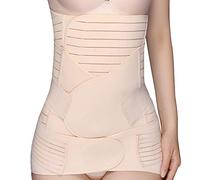 WANYIG 3 en 1 Ceinture Post Accouchement Reglable Ceinture Récupération Gaine Post-Partum Corset Respirable et Amincissante Ceinture Abdominale Ceinture Pelvienne (Beige, XL)