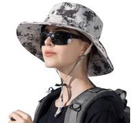 WANYIG Femme Chapeau de Soleil à Large Bord Extérieur Camouflage Chapeau Anti UV Chapeau de Brousse Pêche Chasse Camping Randonnée 55-60CM(Beige)