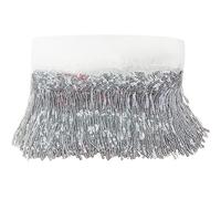 WANYIG Franges à Coudre Soie Paillette 5 Yards 10CM de Long Frange de Garniture Décoration pour DIY Robe Belly Dance Latin Costume Maillot de bain Couture Décoration (Argent)