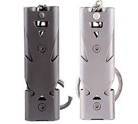 WANYIG Paquet de 2 Sifflet de Secours Double Tubes Sifflet De Survie Sifflet Enfant Métal Haute Décibel Porte-clés Sifflet pour Randonnée, Camping, Extérieur