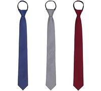 WANYING 3 × Zip Cravate étroit pour Homme 6cm 2,36" de large Cravate de Sécurité Pré-nouée avec fermeture éclair Décontractée Business Longueur 48cm - Bleu Foncé & Gris Foncé & Bordeaux