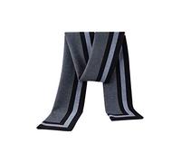 WANYING 6% Laine Écharpe Tricotée pour Homme Easy Chic Classique pour Gentleman Automne Hiver - 180 × 30 cm À Rayures Noir & Gris