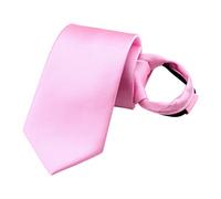 WANYING 6cm Cravate Zip Cravate étroit pour Homme Cravate de Sécurité Pré-nouée avec fermeture éclair Décontractée Business Longueur 48cm - Rose Uni