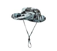 WANYING Chapeau de Seau Chapeau de Pêcheur pour Femme Homme Chapeaux de Brousse Extérieur Protection Soleil en Coton 2 Way 2 Wear - Camouflage Bleu Clair